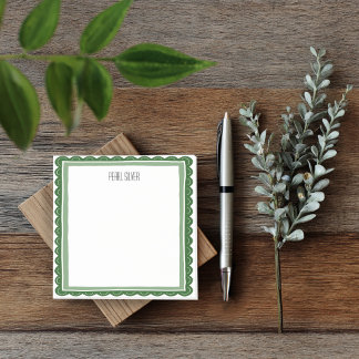 Bloco De Notas Concha Verde Monograma Chic Personalizado