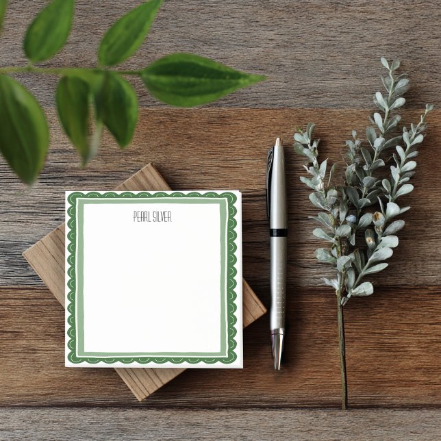 Bloco De Notas Concha Verde Monograma Chic Personalizado (Green Scallop CUSTOM Chic Monogram Personalized Post-it Notes
)
