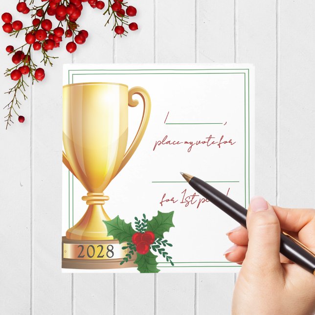 Bloco De Notas Concurso de férias de troféus Voting Notepad Pack  (Holiday Contest Voting Notepad Pack of 40 for Christmas Cookie, Ugly Sweater and Baking Competitions)