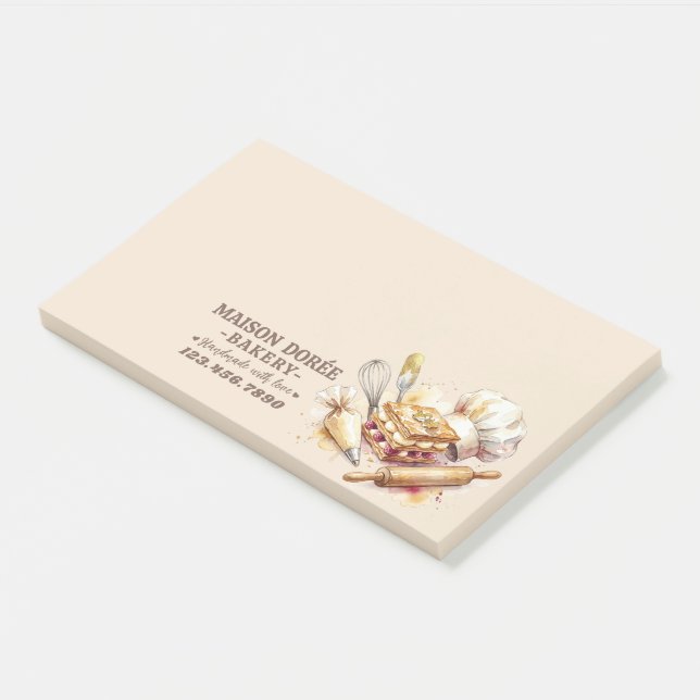 Bloco De Notas Confeiteiro de Padaria Aquarela Ouro Assados Cater (Inclinado)