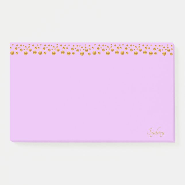 Bloco De Notas Confete Dourado e Caligrafia em Violeta (Frente)