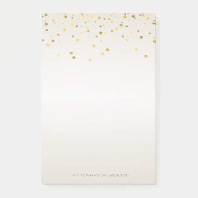 Bloco De Notas Confete Dourado Personalizado Feminino Moderno (Frente)