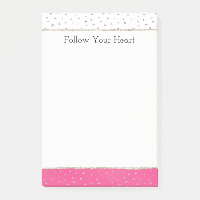 Bloco De Notas Confete Prateado Rosa Ombre Aquarela (Frente)