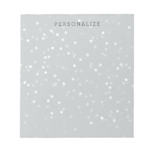 Bloco De Notas Confetes cinzentos e brancos de Bokeh