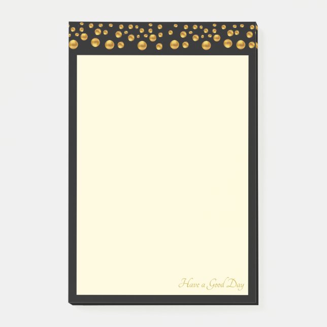 Bloco De Notas Confetes Elegantes de Marfim e Dourado em Moldura  (Frente)