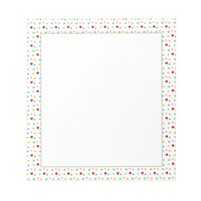 Bloco De Notas Confetes Multicolor sobre Fundo Branco Simples (Frente)
