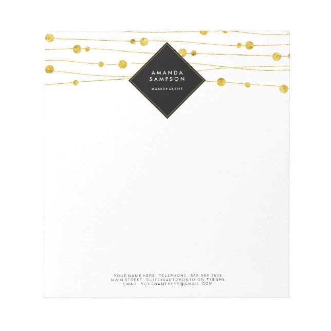 Bloco De Notas Confetti Dourado personalizável (Frente)