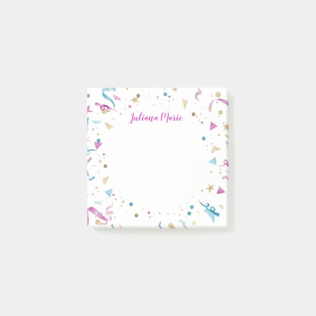 Bloco De Notas Confetti Party Pink and Blue Sparkle (Frente)