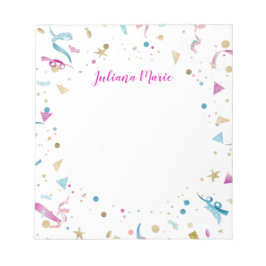 Bloco De Notas Confetti Party Pink and Blue Sparkle