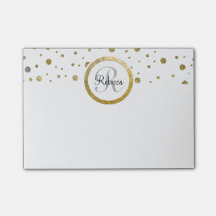 Bloco De Notas Confetti Prata/Monograma Dourado