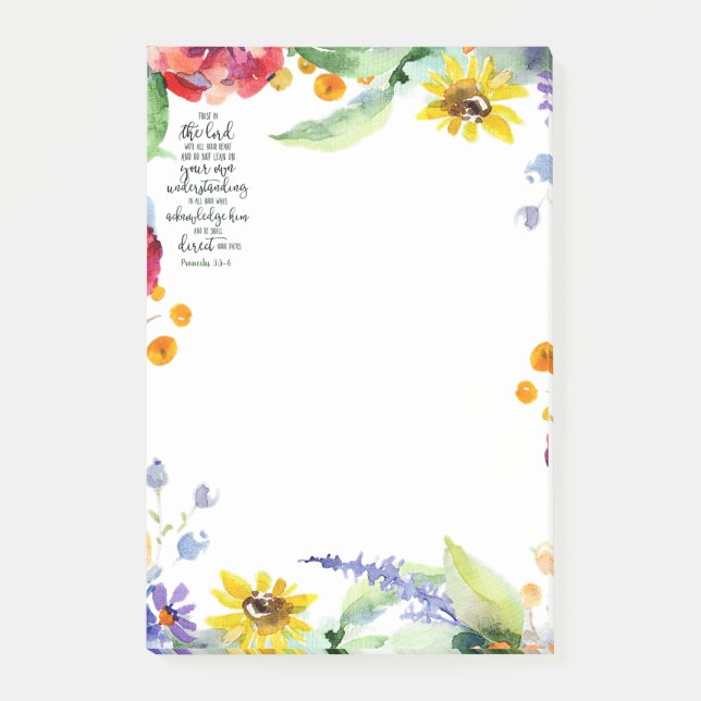 Bloco De Notas Confie no Senhor floral (Frente)