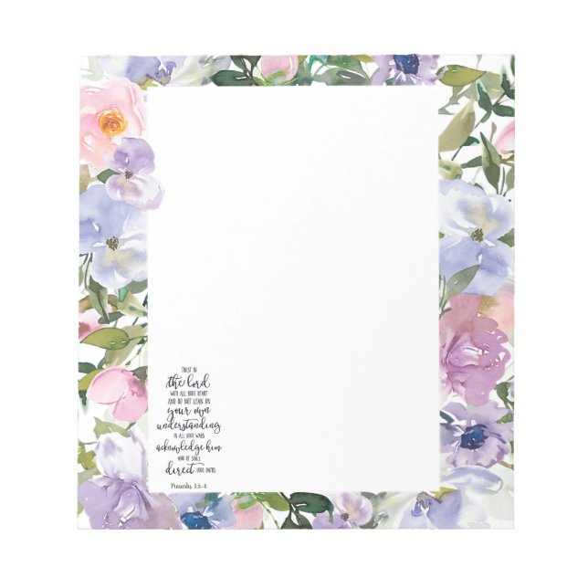 Bloco De Notas Confie no Senhor floral (Frente)