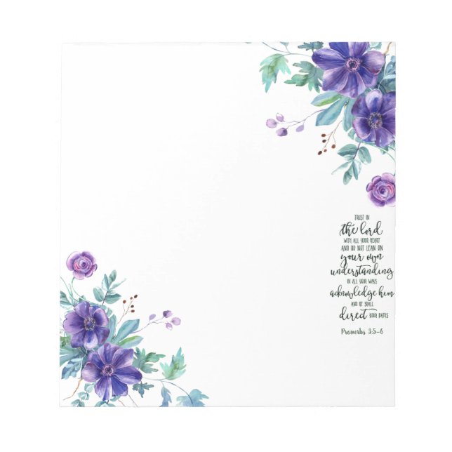 Bloco De Notas Confie no Senhor floral (Frente)