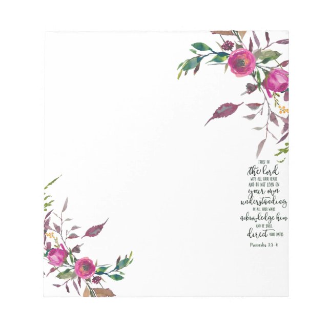 Bloco De Notas Confie no Senhor floral (Frente)