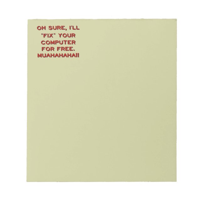 Bloco De Notas Conserte O Computador Gratuitamente? (Frente)