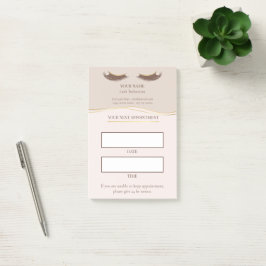 Bloco De Notas Consulta de cílios bege e dourado elegante