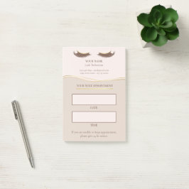 Bloco De Notas Consulta de cílios bege e dourado elegante