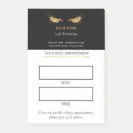 Bloco De Notas Consulta de Cílios elegante preto e dourado