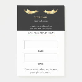 Bloco De Notas Consulta de Cílios elegante preto e dourado