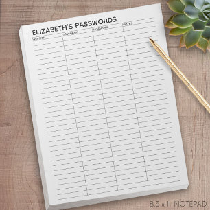 Bloco De Notas Controlador de Senha Básico com Nome de Usuário e