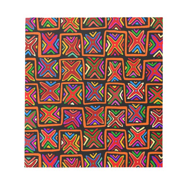 Bloco De Notas Controlos tribais de Kuna Indian Mola - Vermelho (Frente)