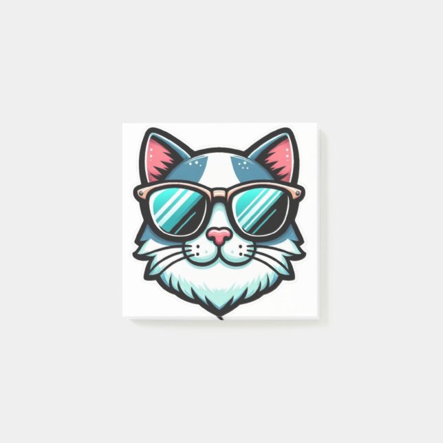 Bloco De Notas Cool Cat Post-it® Notes – Stylish Feline Memo Pads (Frente)