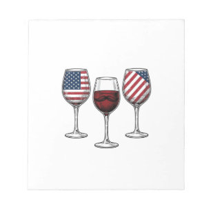 Bloco De Notas Copos de Vinho Patrióticos Design de Camiseta Veto
