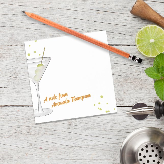 Bloco De Notas Coquetel de Martini Caqueteiro Caquetado (Cute watercolor custom martini cocktail post it notes)