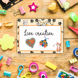 Bloco De Notas Cor amarela com patas gatinhos bonitos de 4" x 3"