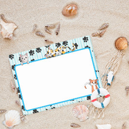 Bloco De Notas Cor azul esbranquiçada com patas gatinhos bonitos