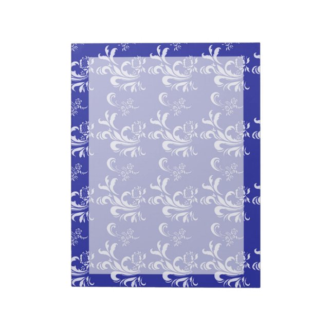 Bloco De Notas cor damasco branca elegante, na moda e clássica (Invertido)