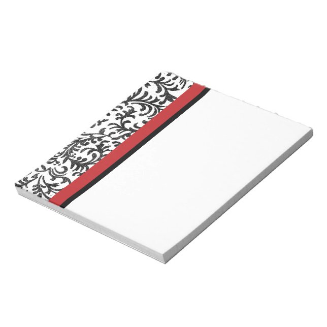 Bloco De Notas Cor damasco Floral Vermelha e Preta (Invertido)