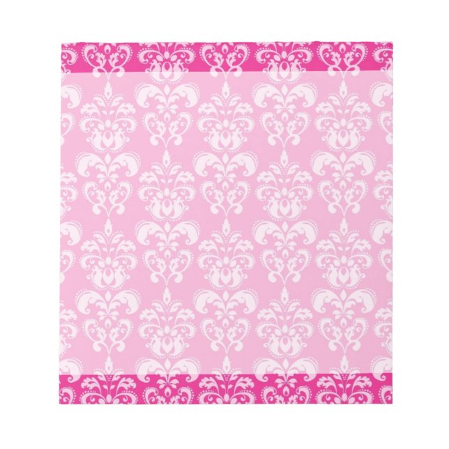 Bloco De Notas Cor damasco rosa quente (Frente)