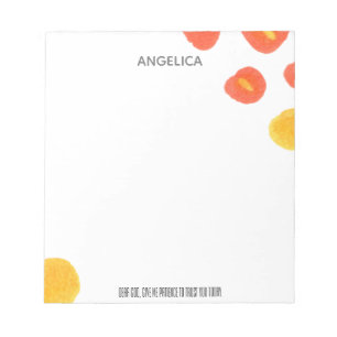 Bloco De Notas Cor de Água Amarela Laranja Moderna - Caro Bloco d