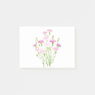 Bloco De Notas cor-de-água das flores do cravo rosa