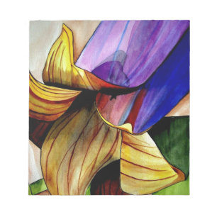 Bloco De Notas Cor de água original da flor frítil roxa