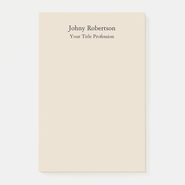 Bloco De Notas Cor de amêndoa simples profissional moderno (Frente)