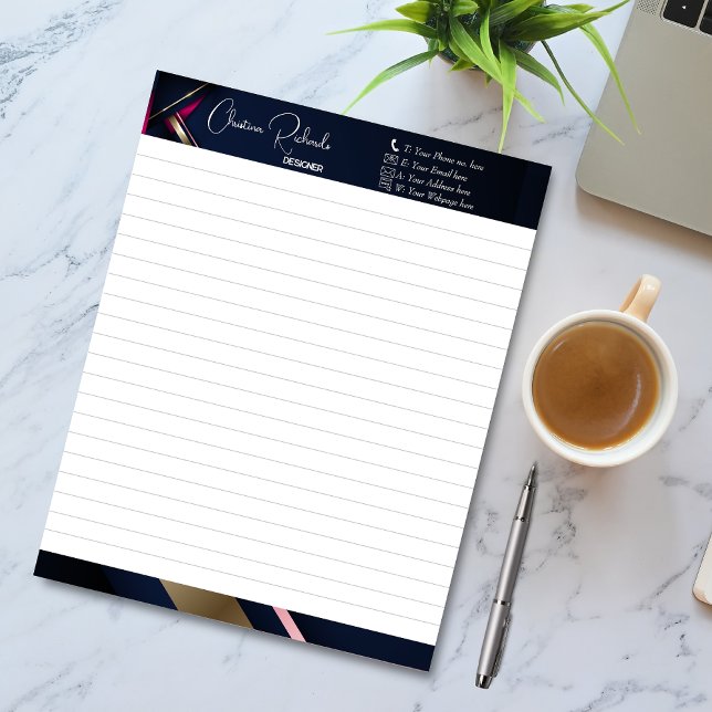 Bloco De Notas Cor-de-rosa azul Dourada Elegante (Criador carregado)