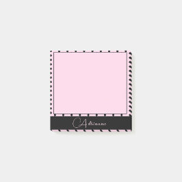 Bloco De Notas Cor-de-rosa branca com Bolinhas pretas