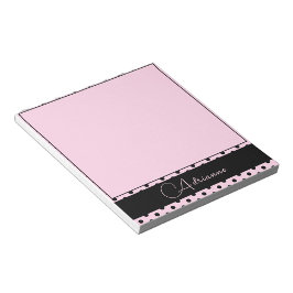 Bloco De Notas Cor-de-rosa branca com Bolinhas pretas