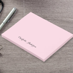 Bloco De Notas Cor-de-rosa-branco monograma Feminina Minimalist