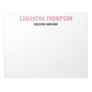 Bloco De Notas Cor-de-rosa-chic moderno, branco e preto