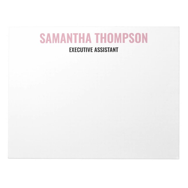 Bloco De Notas Cor-de-rosa-chic moderno, branco e preto (Frente)