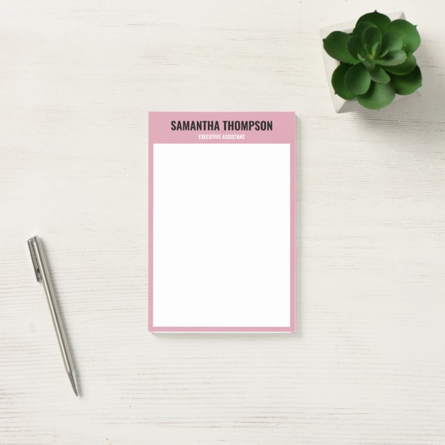 Bloco De Notas Cor-de-rosa-chic moderno, branco e preto (Escritótio)