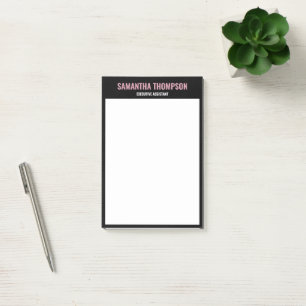 Bloco De Notas Cor-de-rosa-chic moderno, branco e preto