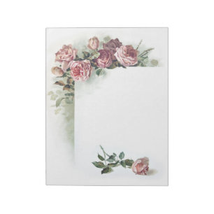Bloco de notas cor-de-rosa dos rosas do vintage