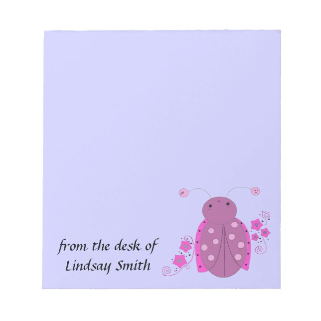 Bloco De Notas Cor-de-rosa e ladybug roxo (Frente)
