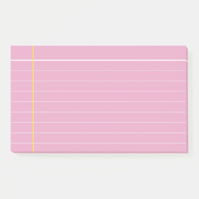 Bloco De Notas Cor-de-rosa e linha amarela personalizados  (Frente)