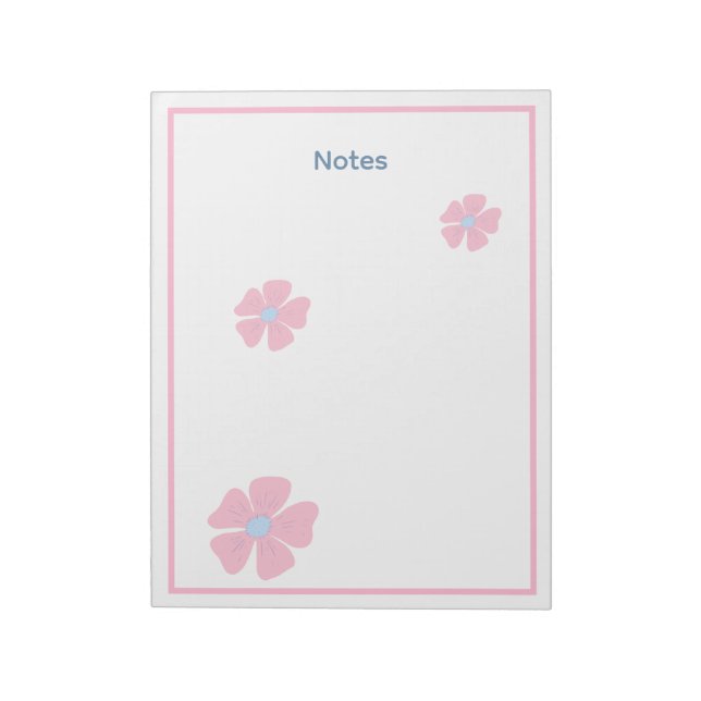 Bloco de Notas Cor-de-Rosa Floral Fofo (Invertido)