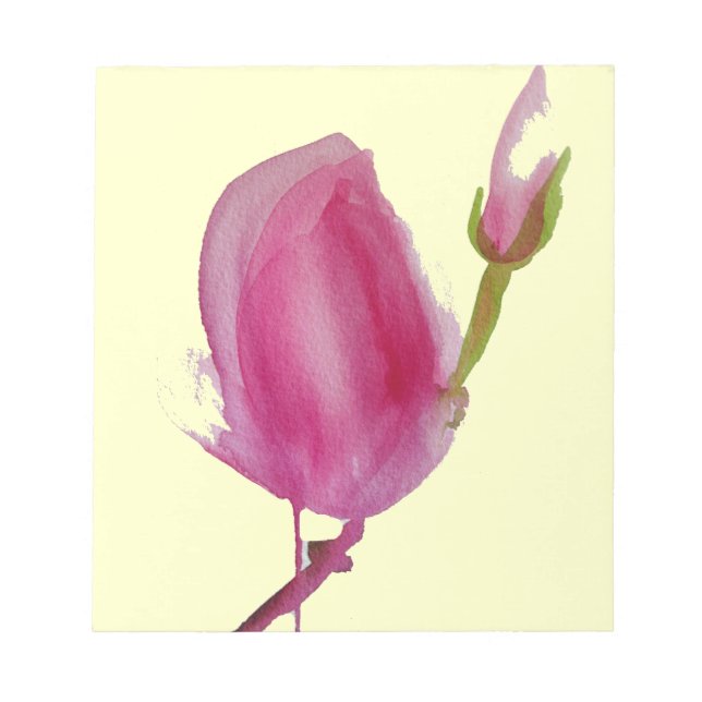 Bloco De Notas Cor-de-rosa Magnolia, flor de aquarela (Frente)